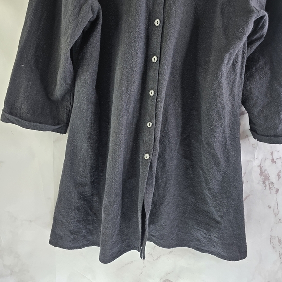 Habitat Shirt Womens Medium Tunic Button Front Back Textured Long Sleeve Gauze - Picture 7 of 13